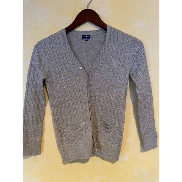 Girls Size 10Y Nicholas & Bears Blue Bears Cable Gray Cardigan Sweater - Picture 1 of 3